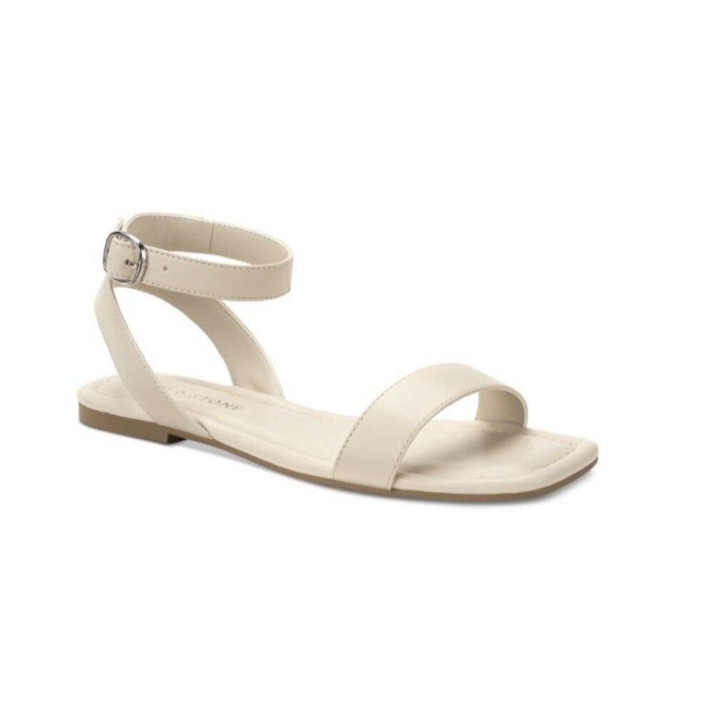Sun + Stone: Quebecc Womens Faux Leather Open Toe Ankle Strap - 9M